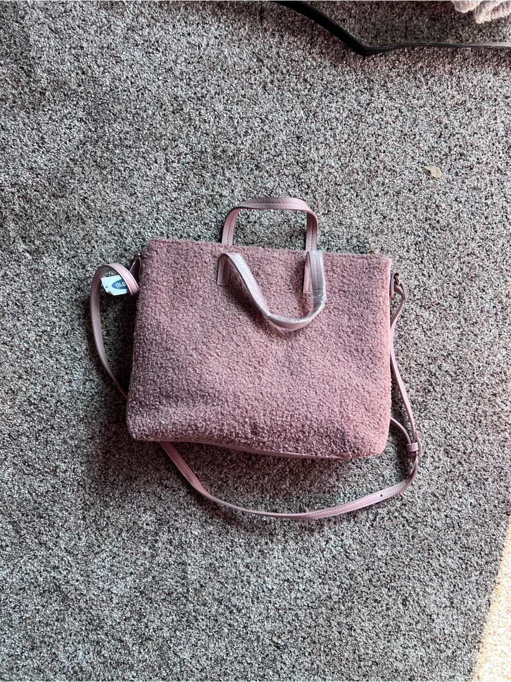 NWT Dusty Rose Textured Crossbody Bag with Top Handles